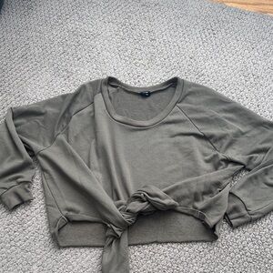NUDE Olive Green Tie-Front Sweatshirt
